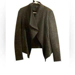 Donna Karan New York Draped Cardigan Jacket Black Med Business office Wool blend
